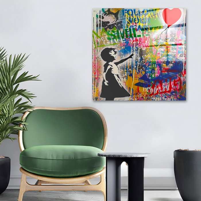 Wallity Cuadro Decorativo de Vidrio Templado Multicolor 50 x 50 cm
